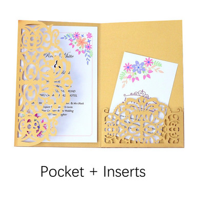 10 tk viinapuu lilledega laserlõigatud pulmakutsed kaardid pruudileitsu koos RSVP-ga pitsist taskuvibudega Kutsete kaardipeo sisekujundus