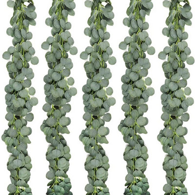 5/3/1 paketi od 6,5 stopa umjetne loze eukaliptusa, vijenac od lažnih biljaka, vijenac od eukaliptusa za vjenčanje, banket, vrt, uređenje doma