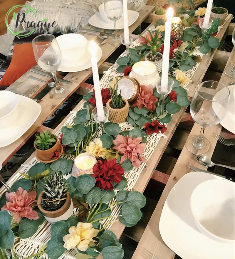 5/3/1 paketi od 6,5 stopa umjetne loze eukaliptusa, vijenac od lažnih biljaka, vijenac od eukaliptusa za vjenčanje, banket, vrt, uređenje doma