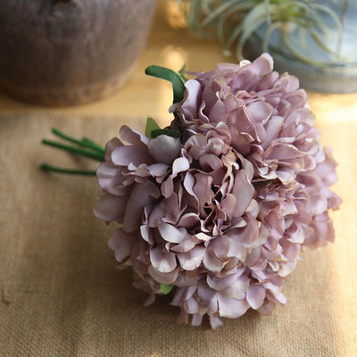 5tk valgest kunstsiidist pojengist suurte lillede pea pulmade kaunistamiseks võltslillede kimp kodu dekoratiivseks kunstlilleks