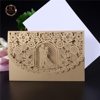 5 komplekti 12x18 cm pruudi ja peigmehe laserlõikega kutsekaardid vintage lilledega kutsekaardid aastapäeva pulmapeotarbed