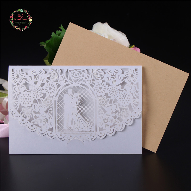 5 komplekti 12x18 cm pruudi ja peigmehe laserlõikega kutsekaardid vintage lilledega kutsekaardid aastapäeva pulmapeotarbed
