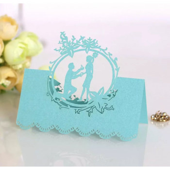 Luxury Hollow Out Pearl Paper Cut Γάμος Τόπος Όνομα Κάρτα Τραπέζι Αριθμός Κάρτες με τη νύφη και τον γαμπρό