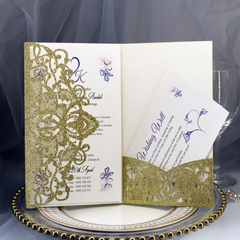 10 бр. Блестяща хартиена картичка за покани за сватба с карти за RSVP Персонализирани консумативи за сватба, рожден ден, кръщене