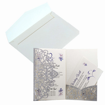 10 бр. Блестяща хартиена картичка за покани за сватба с карти за RSVP Персонализирани консумативи за сватба, рожден ден, кръщене