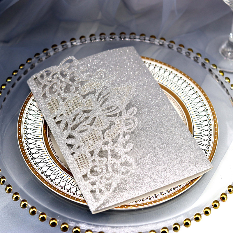 10 tk Säravast paberist pulmakutsete kaart RSVP-kaartidega Isikupärastatud Mariage'i sünnipäeva ristimispeo kaunistustarbed