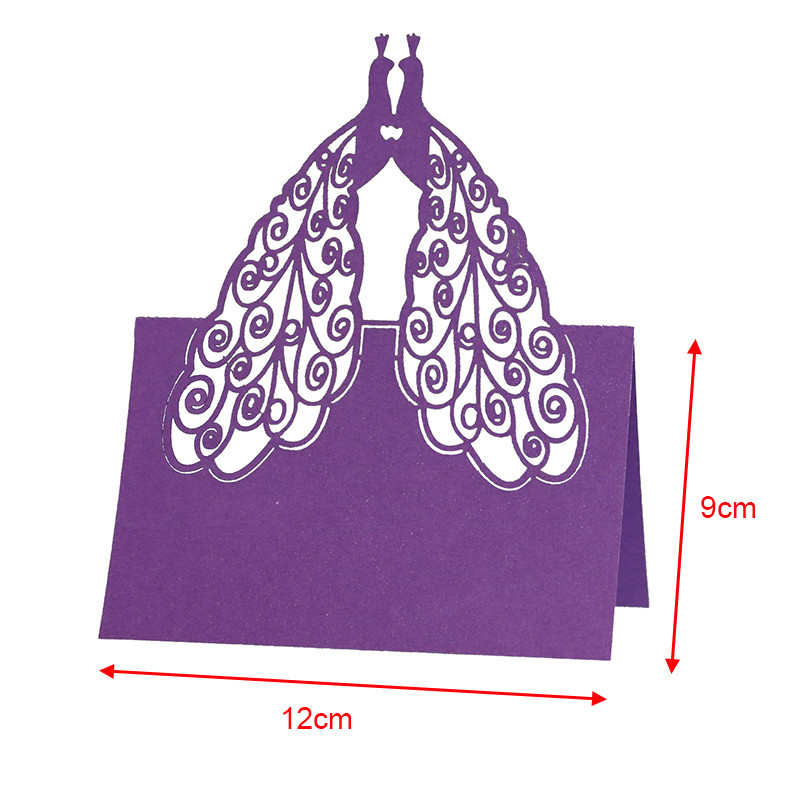 50 tk Mitmevärviline paabulinnumustriga tabeli nimi Külaliste kohakaardid Laserlõikega teenetekaunistus Pulmatarbed Istekaunistus