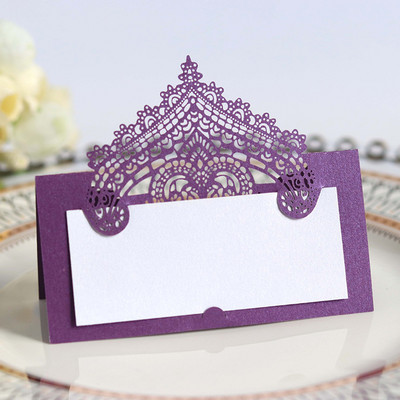 50 τμχ Τραπέζι κομμένο με λέιζερ Όνομα Θέση Κάρτες Μήνυμα Ρύθμιση Κάρτα Γάμου Γενέθλια Βάπτιση Μπομπονιέρα Βάπτισης Τραπέζι Διακόσμηση δείπνου