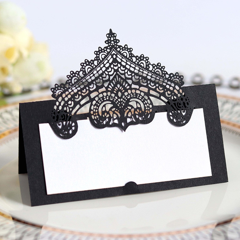 50 τμχ Τραπέζι κομμένο με λέιζερ Όνομα Θέση Κάρτες Μήνυμα Ρύθμιση Κάρτα Γάμου Γενέθλια Βάπτιση Μπομπονιέρα Βάπτισης Τραπέζι Διακόσμηση δείπνου