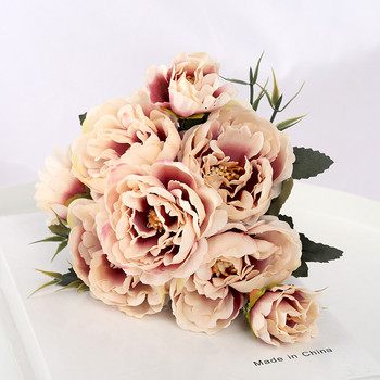 Πολύχρωμα όμορφα 5 μεγάλα κεφάλια 2 μικρά μπουμπούκια ρετρό παιωνία ψεύτικο λουλούδι μεταξωτό λουλούδι ψεύτικο μπουκέτο οικογενειακό γάμο DIY διακόσμηση da