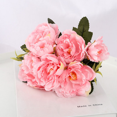 Πολύχρωμα όμορφα 5 μεγάλα κεφάλια 2 μικρά μπουμπούκια ρετρό παιωνία ψεύτικο λουλούδι μεταξωτό λουλούδι ψεύτικο μπουκέτο οικογενειακό γάμο DIY διακόσμηση da