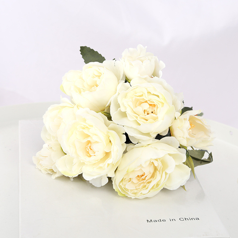 Πολύχρωμα όμορφα 5 μεγάλα κεφάλια 2 μικρά μπουμπούκια ρετρό παιωνία ψεύτικο λουλούδι μεταξωτό λουλούδι ψεύτικο μπουκέτο οικογενειακό γάμο DIY διακόσμηση da