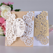 5 kompleta mladenka i mladoženja Laserski izrezane čestitke s pozivnicama za vjenčanje Luksuzni stil vjenčanih poklona Papirnate kartice za vjenčanje Pokloni za zabavu