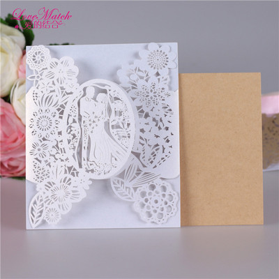 5 kompleta mladenka i mladoženja Laserski izrezane čestitke s pozivnicama za vjenčanje Luksuzni stil vjenčanih poklona Papirnate kartice za vjenčanje Pokloni za zabavu
