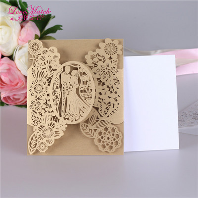 5 kompleta mladenka i mladoženja Laserski izrezane čestitke s pozivnicama za vjenčanje Luksuzni stil vjenčanih poklona Papirnate kartice za vjenčanje Pokloni za zabavu