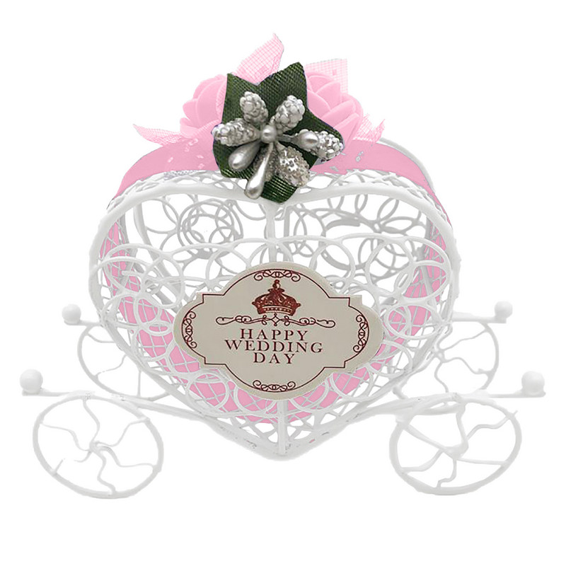 Südamekujuline vankrihoidja kinkekarbid valge rauast kommikarbi õõnes ümbris pulmade jõulupeo sisustustarbed