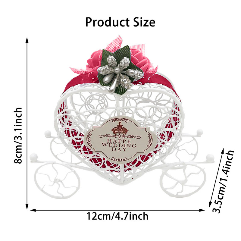 Südamekujuline vankrihoidja kinkekarbid valge rauast kommikarbi õõnes ümbris pulmade jõulupeo sisustustarbed