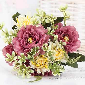 1 μπουκέτο καμέλια Τεχνητά λουλούδια παιώνιας τριαντάφυλλο Μετάξι ψεύτικα λουλούδια γάμου λουλούδια DIY Διακόσμηση για πάρτι στον κήπο του σπιτιού