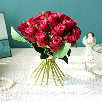 18 τμχ/παρτίδα Τριαντάφυλλο Τεχνητά Λουλούδια Γαμήλια ανθοδέσμη Μεταξωτό Τριαντάφυλλο Λουλούδι για Διακόσμηση πάρτι σπιτιού Ψεύτικα λουλούδια Χριστουγεννιάτικα λουλούδια