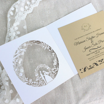 10*PCS Προσκλητήριο Γάμου Φάκελοι Δώρα Καλεσμένοι Hollow Δημιουργικό Μοτίβο κάρτας γενεθλίων Προσαρμοσμένες κάρτες Φάκελοι Διακόσμηση γάμου