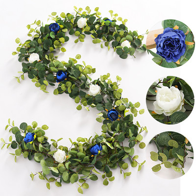 PARTY JOY kunstlilled vanik võltspojeng eukalüpti viinapuu rohelus, mis ripub pulmadeks Kodupeoks aia käsitöö kunstkaunistus