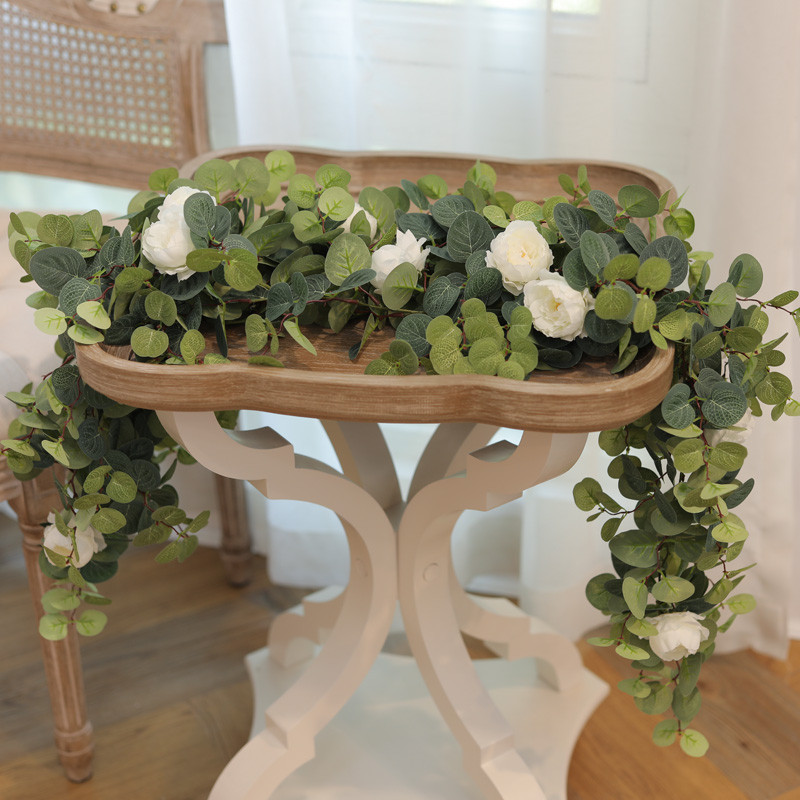 PARTY JOY kunstlilled vanik võltspojeng eukalüpti viinapuu rohelus, mis ripub pulmadeks Kodupeoks aia käsitöö kunstkaunistus