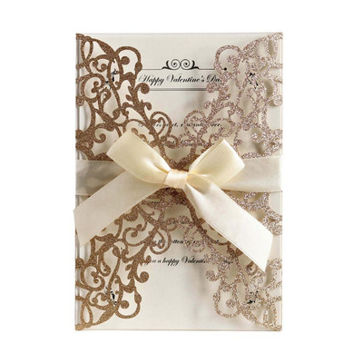 10 vnt Bowknot blizgučių kvietimai europietiško stiliaus lazeriu pjaustyti vestuviniai kvietimai šventiniai sveikinimo atviruko viršeliai dovanos naudojimas