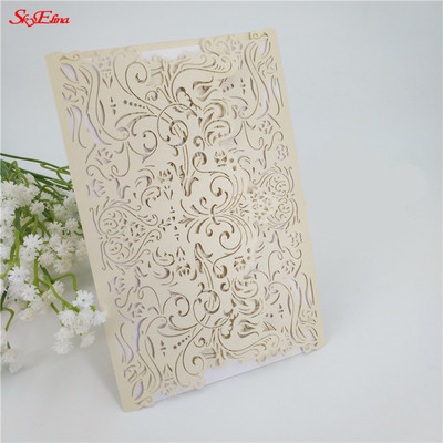 30 tk/partii Klassikaline laserlõigatud pulmakutsekaart Elegantne tühja siselehega kutsekaas peotarbed 5Z-SH073-30