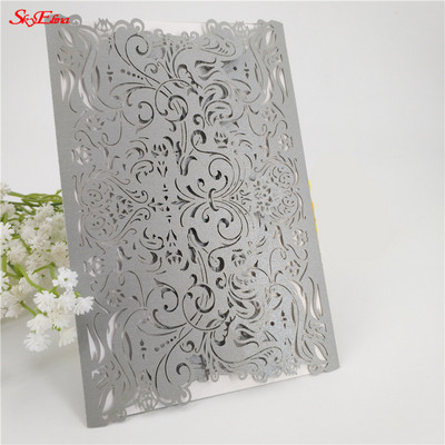 30 tk/partii Klassikaline laserlõigatud pulmakutsekaart Elegantne tühja siselehega kutsekaas peotarbed 5Z-SH073-30