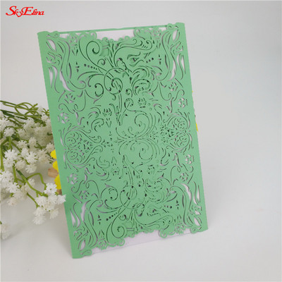 30 tk/partii Klassikaline laserlõigatud pulmakutsekaart Elegantne tühja siselehega kutsekaas peotarbed 5Z-SH073-30