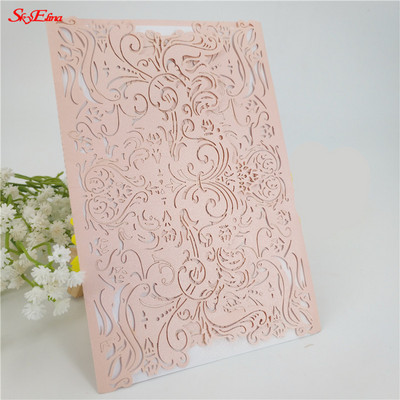 30 tk/partii Klassikaline laserlõigatud pulmakutsekaart Elegantne tühja siselehega kutsekaas peotarbed 5Z-SH073-30