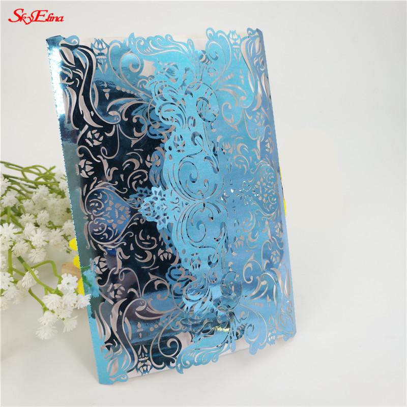 30 tk/partii Klassikaline laserlõigatud pulmakutsekaart Elegantne tühja siselehega kutsekaas peotarbed 5Z-SH073-30