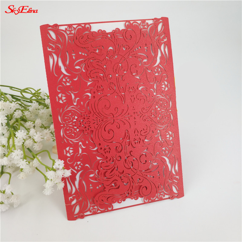 30 tk/partii Klassikaline laserlõigatud pulmakutsekaart Elegantne tühja siselehega kutsekaas peotarbed 5Z-SH073-30