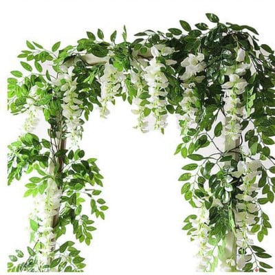 2M Fake Ivy Wisteria Flowers Artificial Plant Vine Garland for Room Garden Decorations Wedding Arch Baby Shower Floral Decor