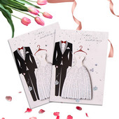 6 komplekti/partii Elegantsed pulmakutsed Lääne peigmehe ja pruudi disainiga pulmakutsekaardid ümbrikutega peotarvikud