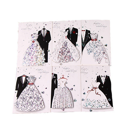 6 komplekti/partii Elegantsed pulmakutsed Lääne peigmehe ja pruudi disainiga pulmakutsekaardid ümbrikutega peotarvikud