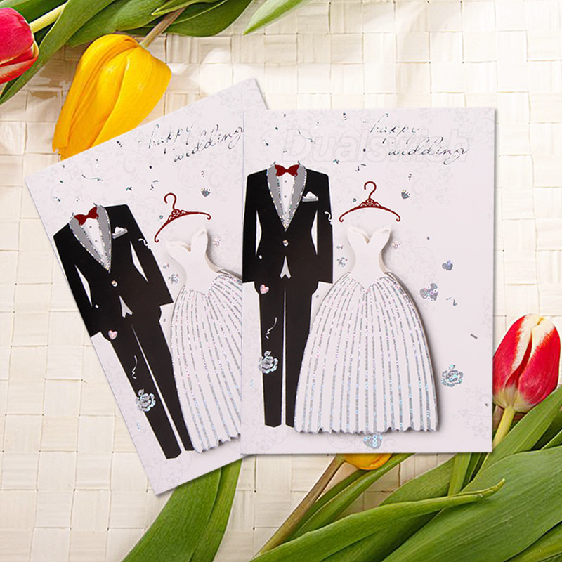 6 komplekti/partii Elegantsed pulmakutsed Lääne peigmehe ja pruudi disainiga pulmakutsekaardid ümbrikutega peotarvikud