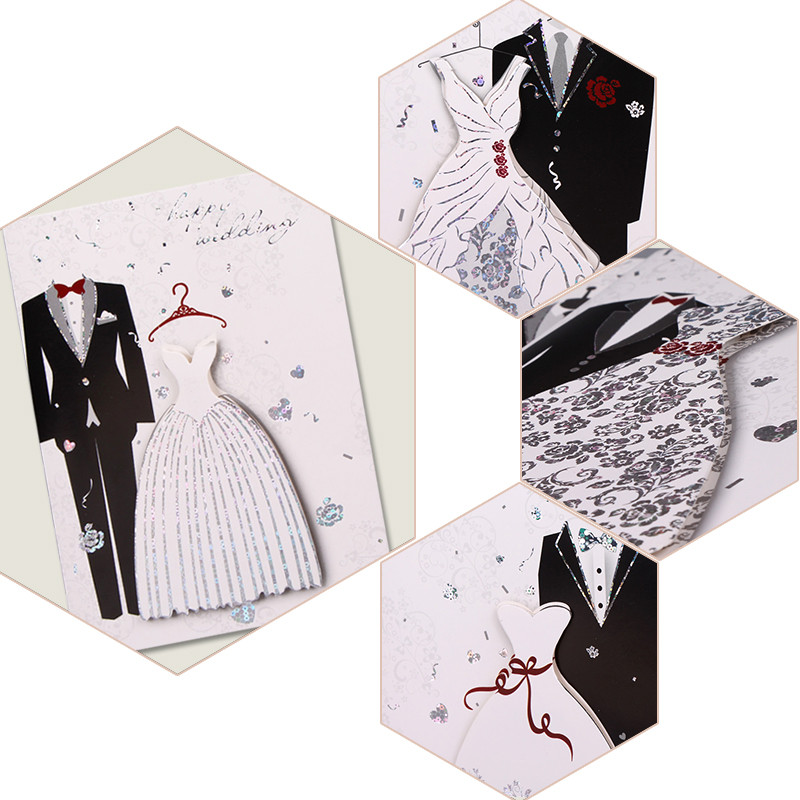 6 komplekti/partii Elegantsed pulmakutsed Lääne peigmehe ja pruudi disainiga pulmakutsekaardid ümbrikutega peotarvikud