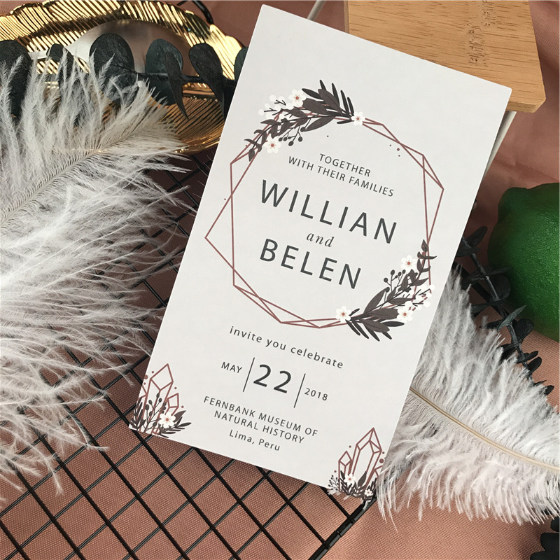 Jednostrani linijski uzorak Pozivnice za vjenčanje Personalizirane prilagođene pozivnice za svatove Casamento Party Supply