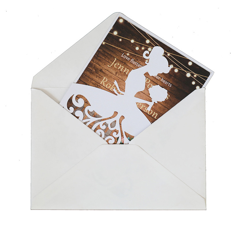 25 tk Creative Treasure Tüdruku pulmakutsed pärlpaberiga Laserlõigatud kutsega Õnnitluskaardid Beebi dušš tänukaart