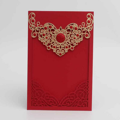 10 vnt. lazeriu pjaustytų vestuvių kvietimų atvirukai Rožių meilės širdies sveikinimo atvirukai Tinkinti vokus su juostele vestuvių vakarėlio dekoravimu