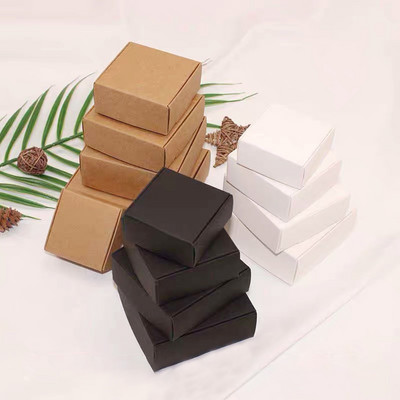 10 vnt. Karštai parduodamos „pasidaryk pats“ Kraft dovanų dėžutės, baltos/rudos/juodos spalvos popierinės mažos muilo dėžutės „Kraft“ kartono mini papuošalų pakavimo kartoninė dėžutė