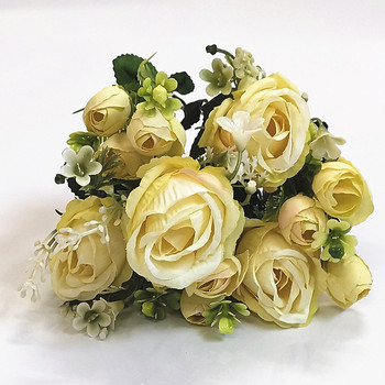 1 πακέτο μπουκέτα από μετάξι παιώνια διακοσμητικά σπιτιού αξεσουάρ λεύκωμα γάμου ψεύτικα φυτά φούντα DIY τεχνητά τριαντάφυλλα