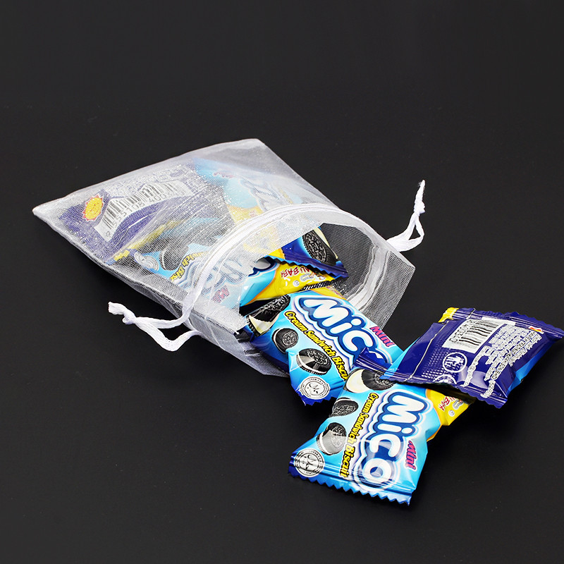 50 vnt. / partijos Baltos organzos raištelių maišeliai 7x9 cm papuošalų dovanų pakuotės maišeliai verpalų maišelis Kalėdų/vestuvių palinkėjimai ir dovanos 5Z