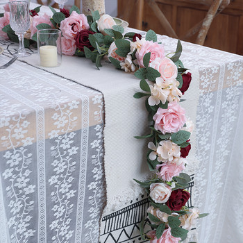 PARTY JOY Τεχνητό λουλούδι γιρλάντα Fake Rose Vine Τεχνητά λουλούδια Κρεμαστά τριαντάφυλλο κισσός κρεμαστά καλάθια γάμου αψίδα κήπος