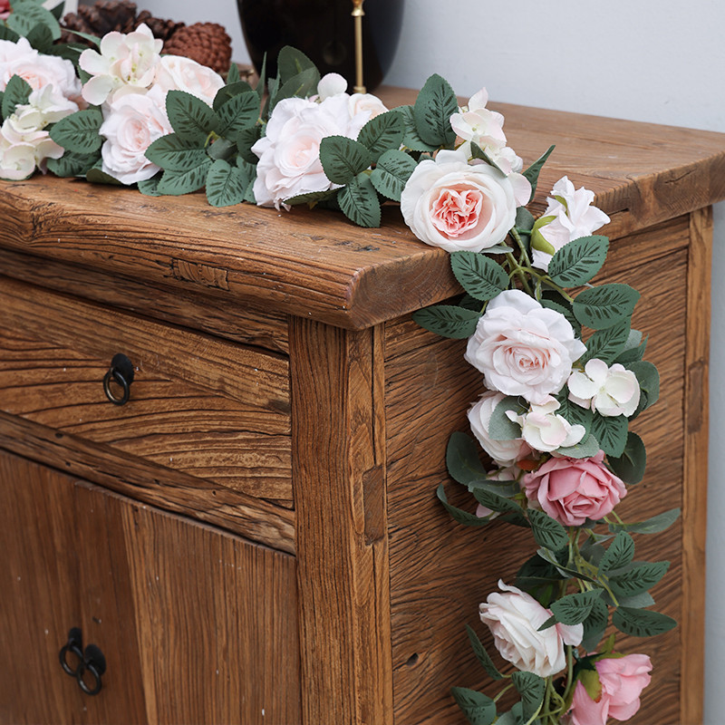 PARTY JOY Kunstlillede vanik võltsroosi viinapuu Kunstlilled rippuvad roosipuu luuderohi rippuvad korvid Pulmakaare aed