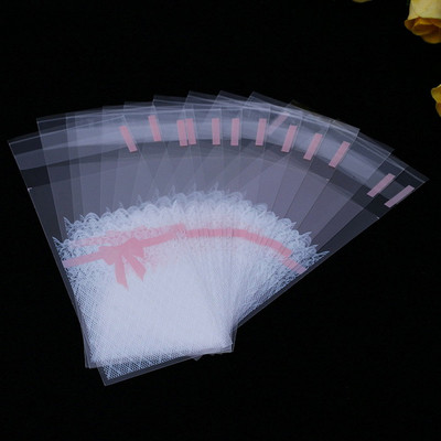 100tk/partii Mini plastikküpsise pakend 5x10cm koogipakendite kotid opp isekleepuvad kotid kingikott kommikott huulepulga pakend