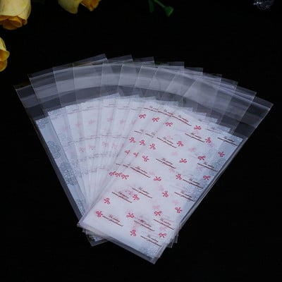 100tk/partii Mini plastikküpsise pakend 5x10cm koogipakendite kotid opp isekleepuvad kotid kingikott kommikott huulepulga pakend