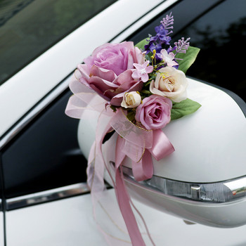 Розови цветя от изкуствена коприна Аксесоар за сватбена украса на кола Начало Парти стол Дръжка на вратата Подреждане на орнаменти Консумативи Занаятчийски подарък