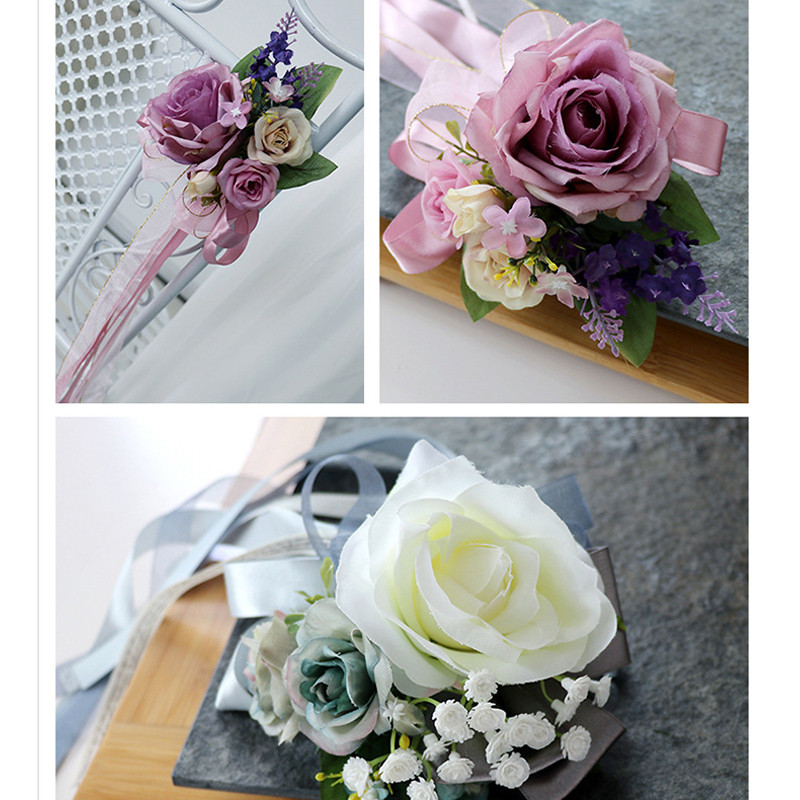 Roosad kunstsiidist lilled Pulmaautode kaunistustarvikud Kodu Peotool Uksekäepide Korraldage kaunistustarbed Käsitöökingitus